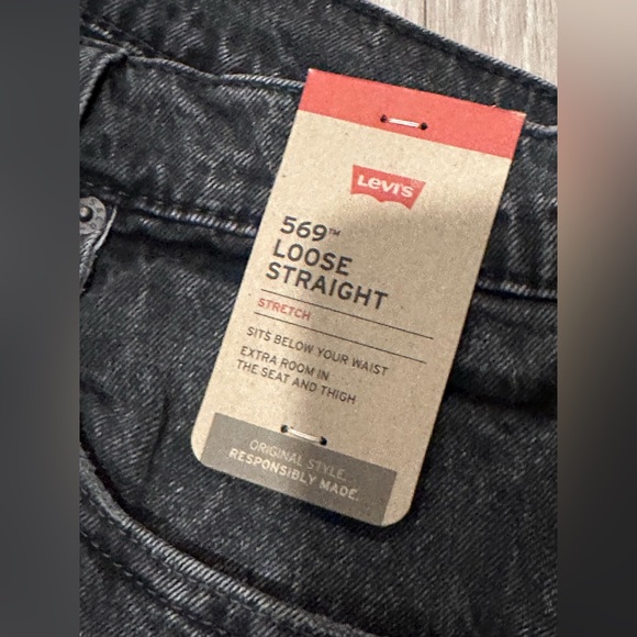 Levi’s 569 Loose Straight Jeans Black Faded Wash Women’s 14–16 / Men’s 36x34 NWT - Picture 10 of 10